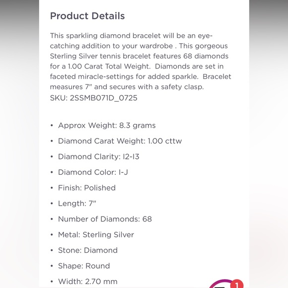 Netaya Diamond Tennis Bracelet 1.00 Carat NWT - Picture 2 of 11